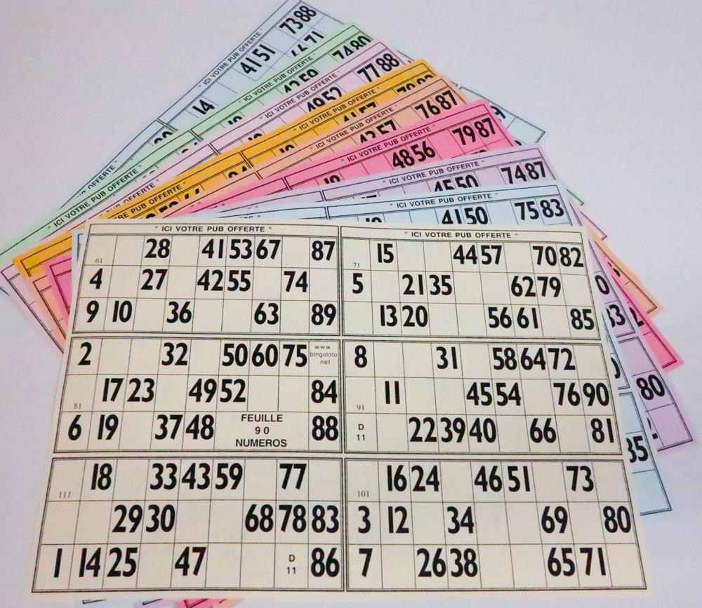 6 cartons Loto Bingo sur 1 planche format 29x20cm - epais 1 mm, couleur  ivoire 3701267585596